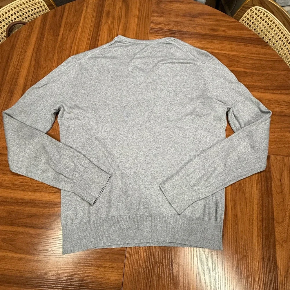 Banana Republic Luxury Blend Silk Cotton Cashmere V-Neck Sweater Gray Mens L